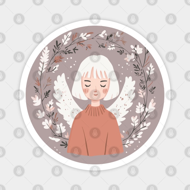 Boho Kawaii Angel – Ethereal Pastel Aesthetic Magnet by TuncGK